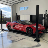 8,000 lb 4-Post Home Garage Car Lift, 115V w/ Drip Trays & Caster Kit