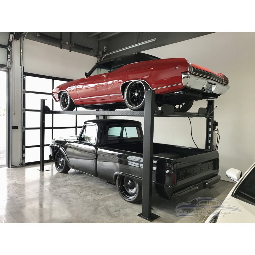 8,000 lb Four Post Deluxe Storage Car Lift with Extended Length and Height 8,000 lb Four Post Deluxe Storage Car Lift with Extended Length and Height