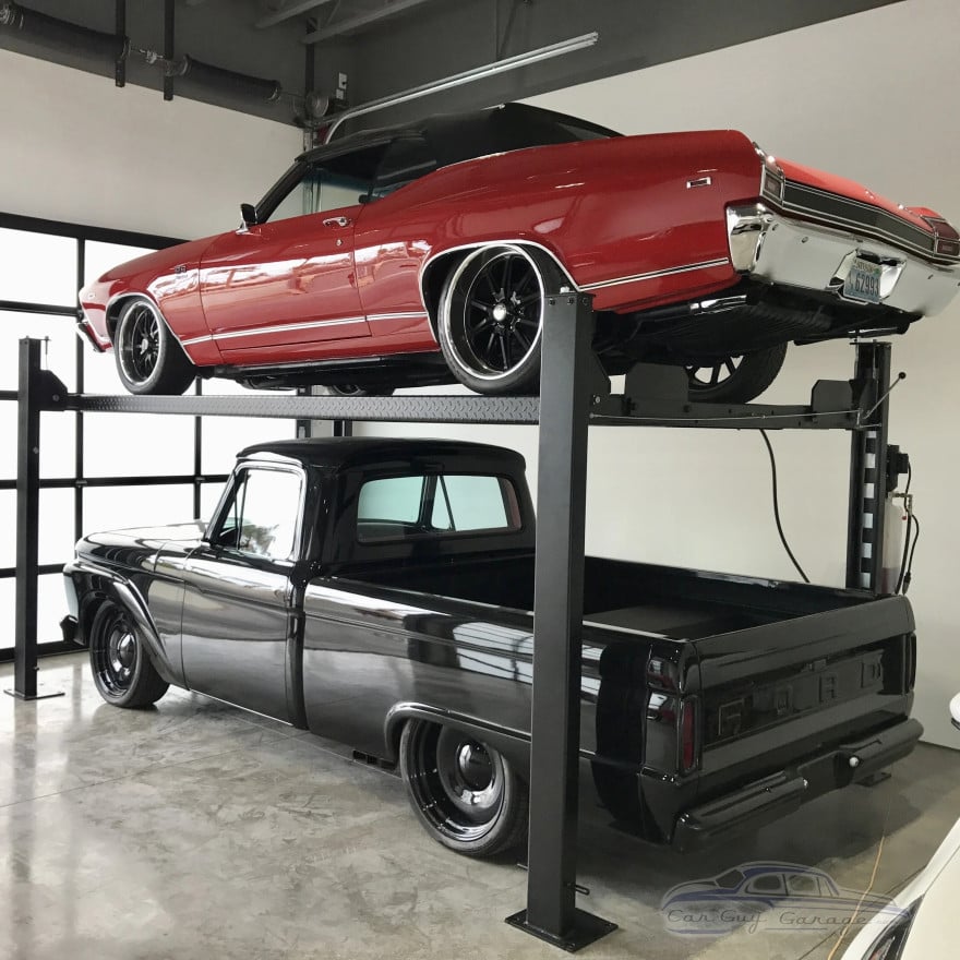 8,000 lb Four Post Deluxe Storage Car Lift with Extended Length and Height 8,000 lb Four Post Deluxe Storage Car Lift with Extended Length and Height