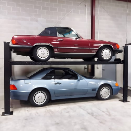9,000 lb 4-Post Deluxe Car Storage Lift, Extended Length and Height