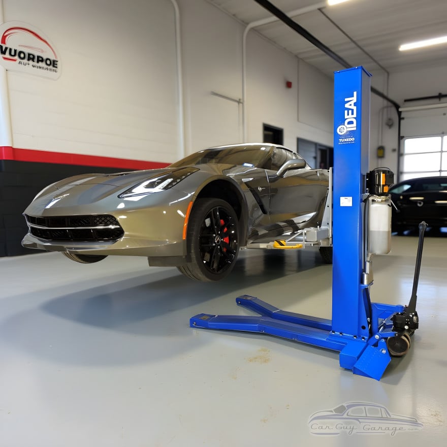Mobile Single Post Car Lift 6,000 lb 115V Drive-Over Indoor/Outdoor