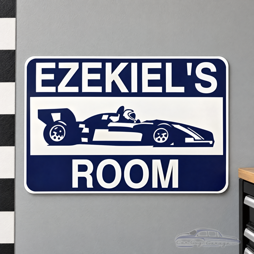 Personalized Aluminum Race Car Room Sign - F1 Style
