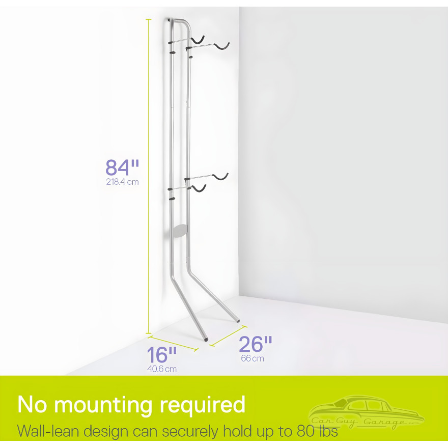 Two-Bike Gravity Leaning Rack - Freestanding No-Drill Garage Stand