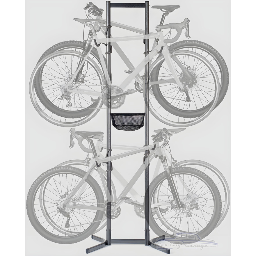 Standalone Vertical 4-Bike Storage Rack with Basket