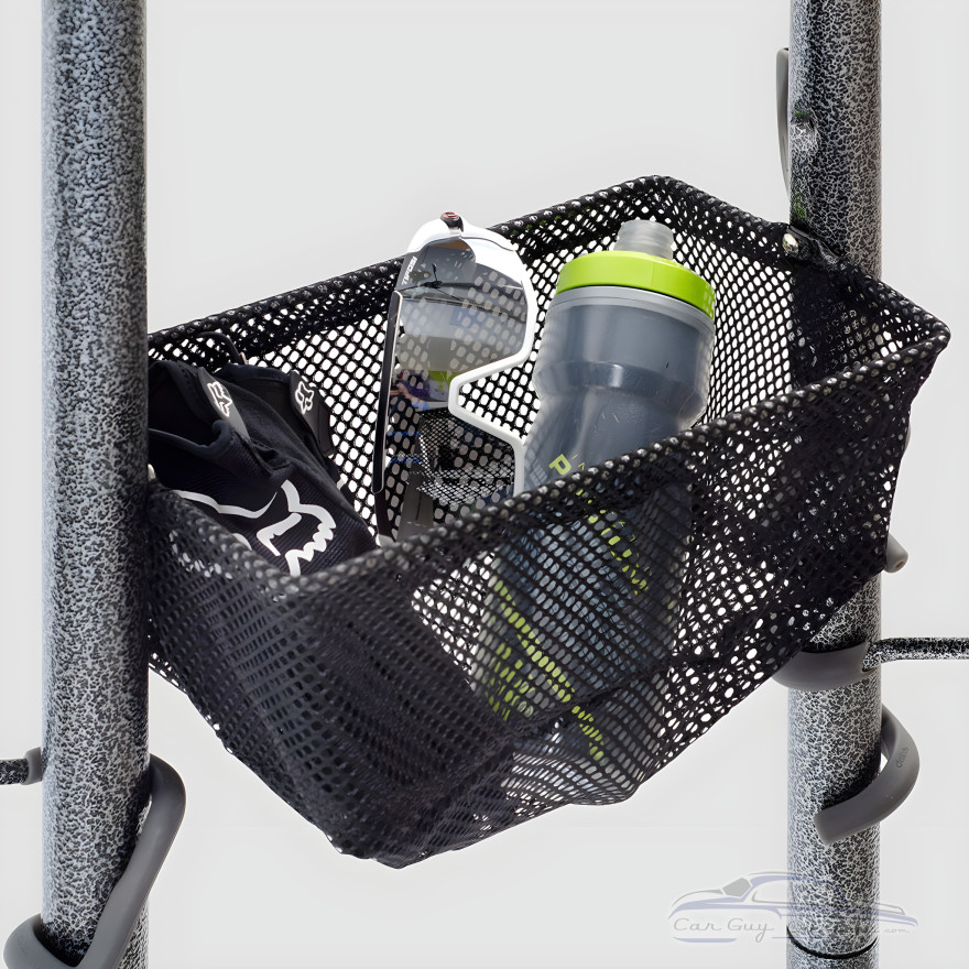 Standalone Vertical 4-Bike Storage Rack with Basket