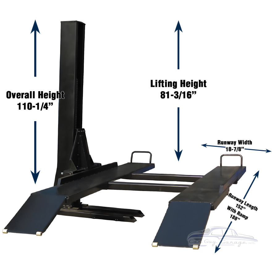 6,000 lb Single-Post Cantilever Parking Lift, 115V, Low Profile