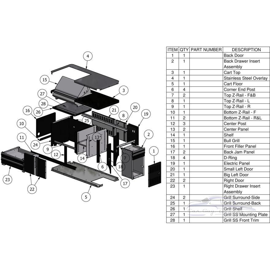 Mobile Aluminum BBQ Grill Cart