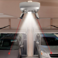 Dual Laser Two-Car Garage Parking Assist with Motion Sensor LED Light