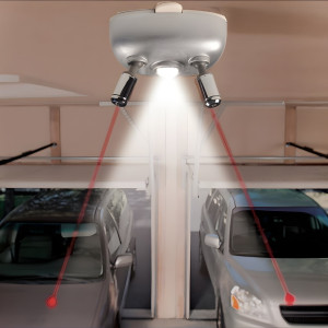 Dual Laser Two-Car Garage Parking Assist with Motion Sensor LED Light