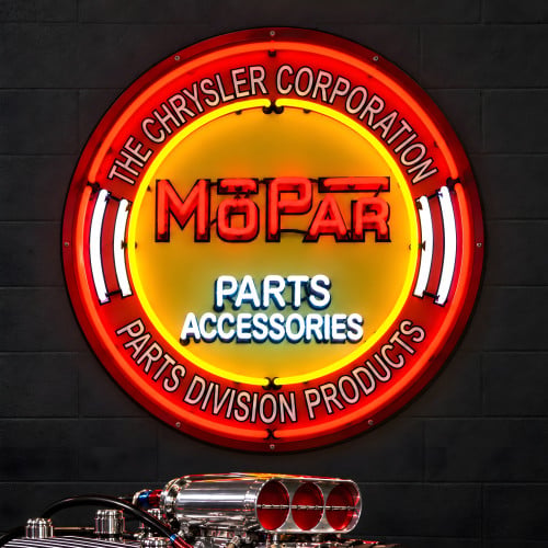 Chrysler Corporation Mopar Parts & Accessories Neon Sign - 36" Round