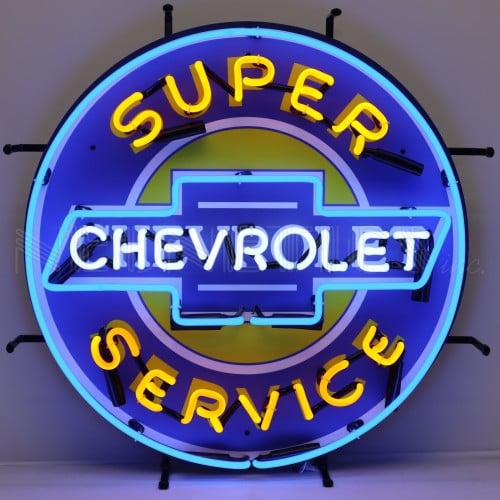 Super Chevy Service Neon Sign With Backing