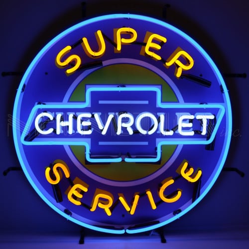 Super Chevy Service Neon Sign With Backing