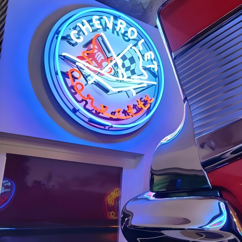 C1 Corvette Neon Sign With Blue Outer Ring