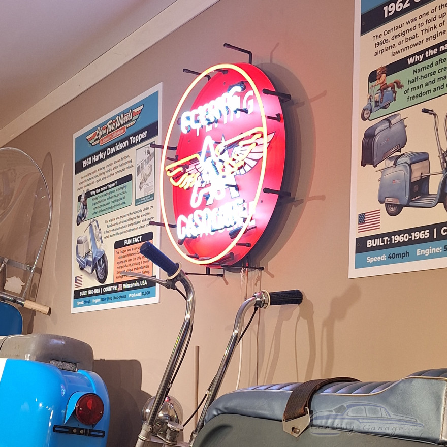 Flying A Gasoline Neon Sign for Garage - 24" Round