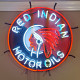 Red Indian Motor Oils Neon Sign - 24" Round