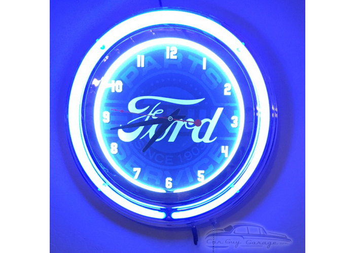 Ford Genuine Parts Chrome Double Rung Neon Clock