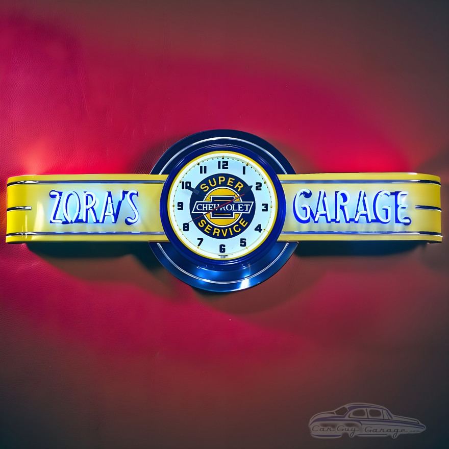 72" wide Personalized Chevy Service Station Neon Clock Sign 72" wide Personalized Chevy Service Station Neon Clock Sign