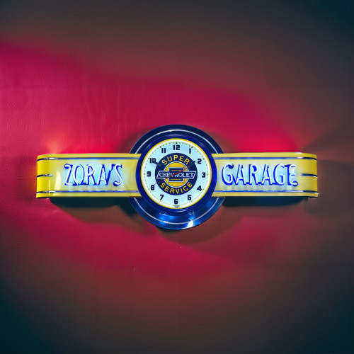72" wide Personalized Chevy Service Station Neon Clock Sign