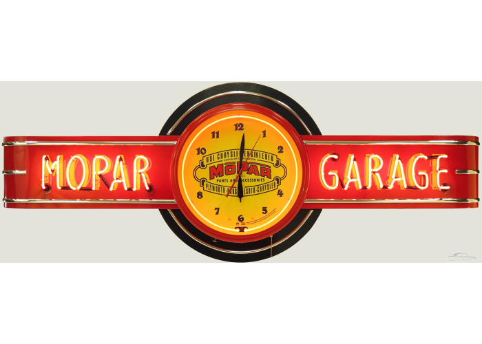 72" wide Personalized Mopar Neon Clock Sign in Red