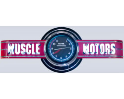 72" wide Muscle Motors Neon Sign with Tachometer Clock