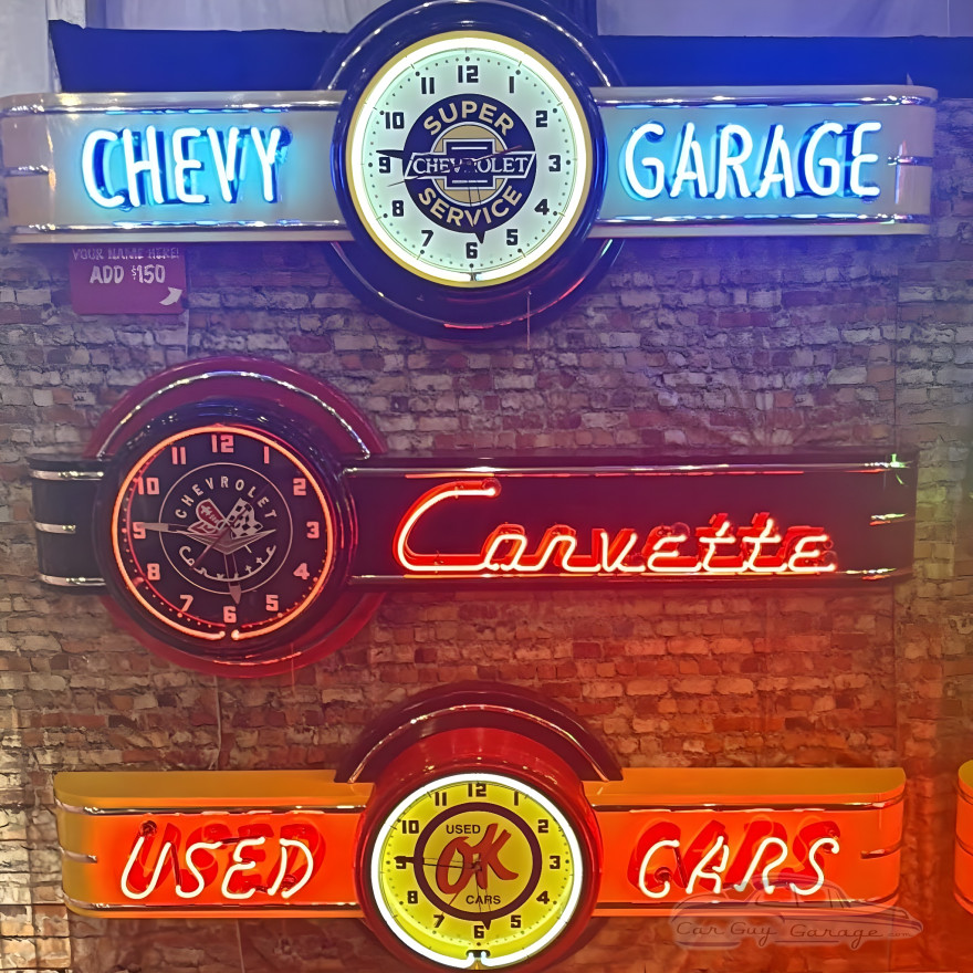 Chevrolet OK Used Cars Neon Clock Sign - 72" x 26"
