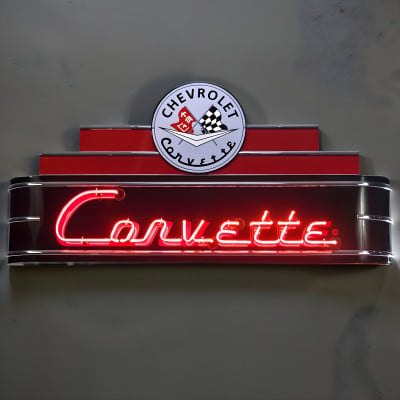 Corvette Neon Sign - C1 Red Chevrolet Wall Decor