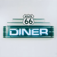 Route 66 Diner Real Glass Neon Sign - 48" x 24"