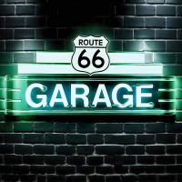 Route 66 Garage Neon Sign, Vintage Retro Man Cave - 48" x 24"
