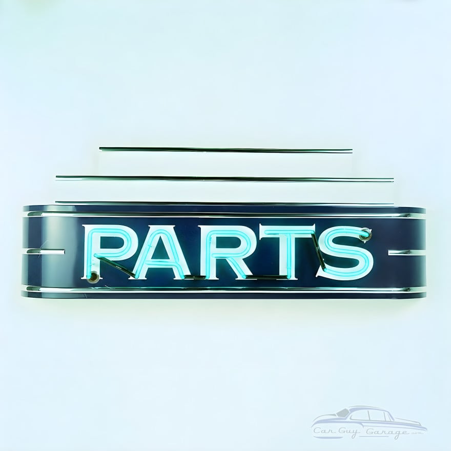 Vintage PARTS Neon Sign GM Licensed Art Deco Garage - 48" x 24"