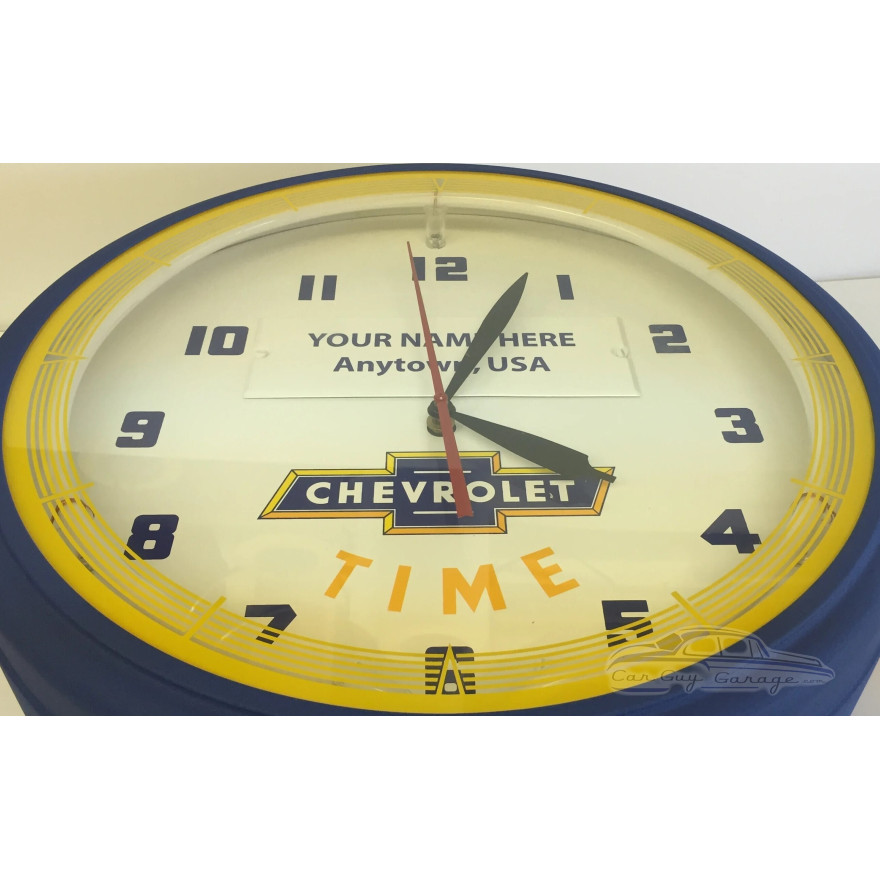 20" Personalized Neon Chevrolet Time Clock 20" Personalized Neon Chevrolet Time Clock