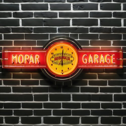 72" wide Mopar Neon Clock Sign in Red