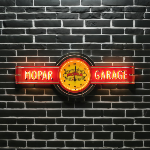 72" wide Mopar Neon Clock Sign in Red
