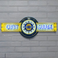 Chevrolet Super Service Chevy Garage Neon Sign with Clock - 72" x 26"