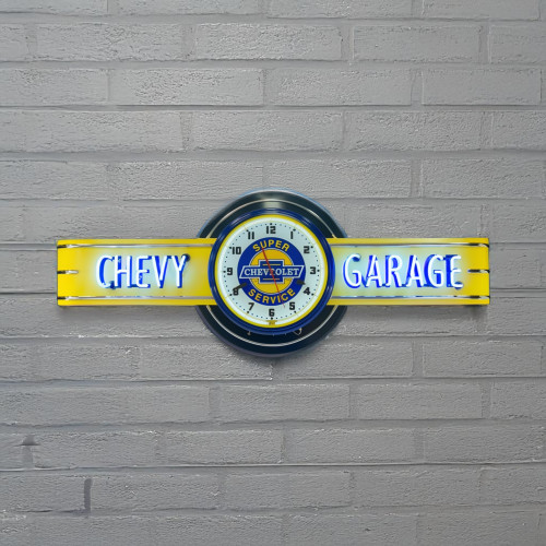 72" wide Chevy Garage Neon sign with Super Service Clock