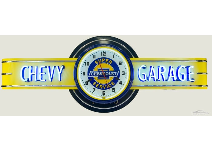 72" wide Chevy Garage Neon sign with Super Service Clock