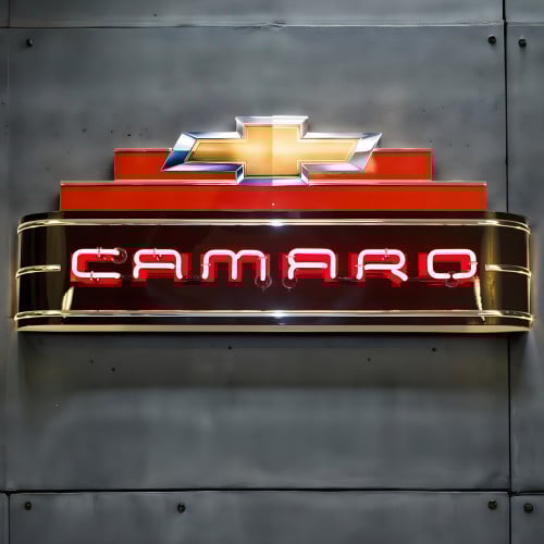 48" wide Neon Black Camaro Sign