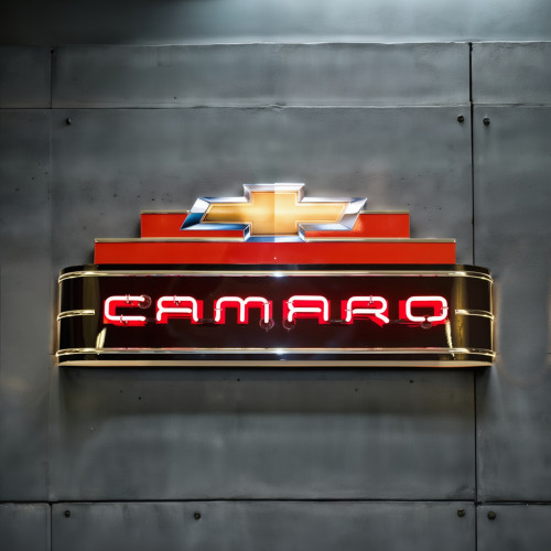 48" wide Neon Black Camaro Sign
