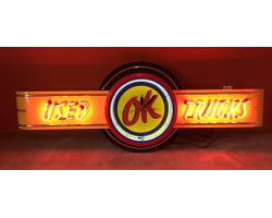 72" wide Neon OK Used Trucks Clock Sign