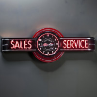 Chevrolet Corvette Sales & Service Neon Sign with Clock - 72" x 26"