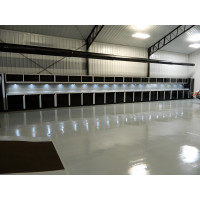 58 ft 8 in Aluminum Wall-to-Wall Shop Cabinet System with LED Lighting