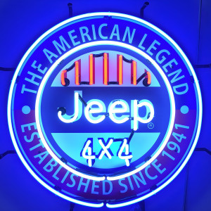 Jeep 4x4 American Legend Neon Sign - 24" Round