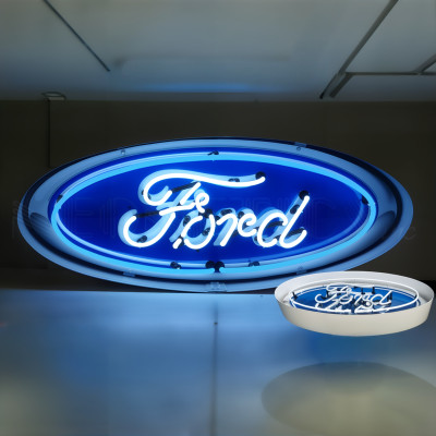 Ford Oval Neon Sign - Iconic Blue Logo, Vintage Charm, 30