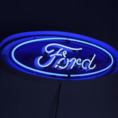 Ford Oval Neon Sign - Iconic Blue Logo, Vintage Charm, 30