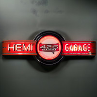 Orange HEMI 426 Garage Neon Clock Sign - 72" x 26"