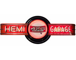 72" Orange Neon HEMI Clock Garage Sign
