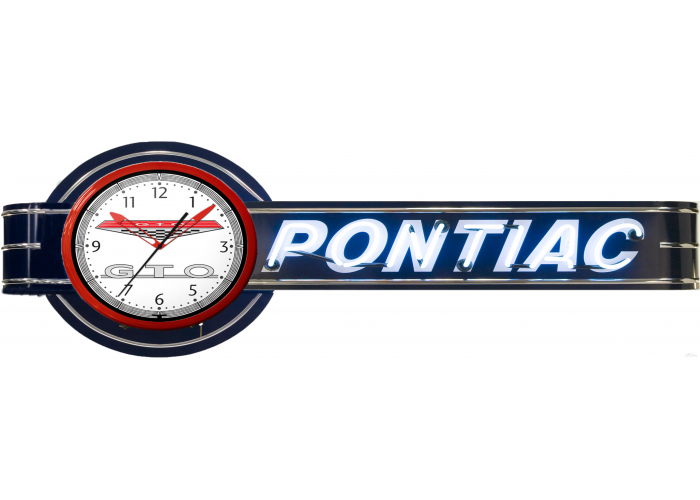 72" Wide Offset Pontiac GTO Clock and Neon Sign