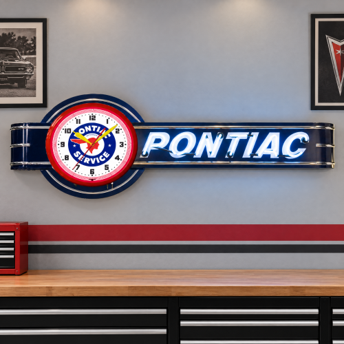 Pontiac Authorized Service Neon Clock Sign - 72" x 26"