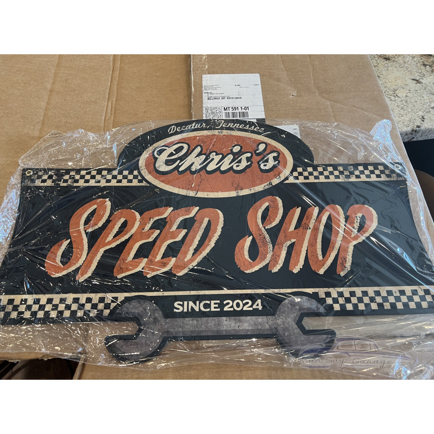 Personalized Speed Shop Metal Sign - 23" x 15"