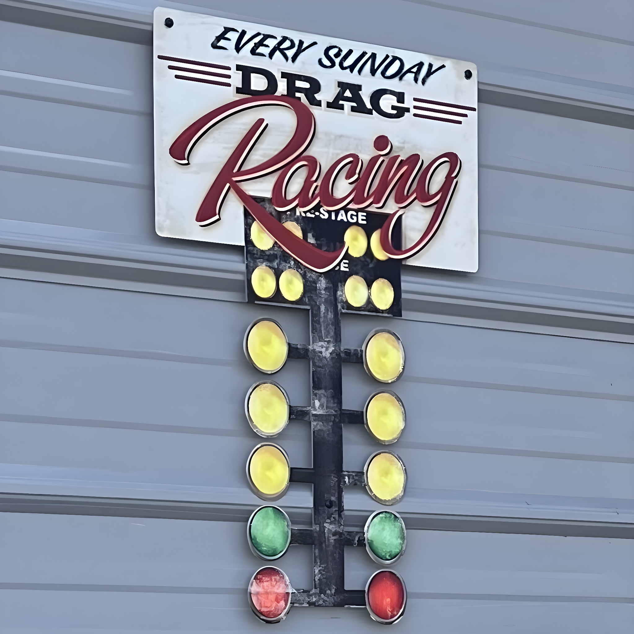DRAG RACES 木製看板 ビンテージ風ダメージ加工90's！ Drag Racing Metal Sign - 16 x 24 Custom Shape