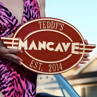 Personalized Cast Aluminum Oval Mancave Plaque